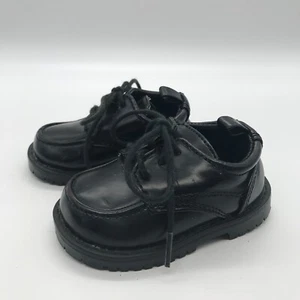 Koala Kids Toddler Boys size 2 Lace Up Oxfords Black Chunky Soles Dress Shoes - Picture 1 of 9