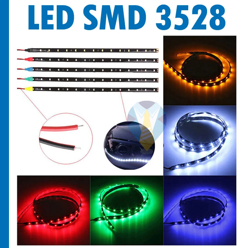 STRISCIA LED SMD 3528 30cm BIANCO ROSSO BLUE ARANCIONE ULTRA LUMINOSA 12V DIODI - Immagine 1 di 4