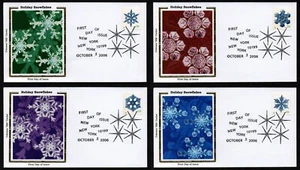 USA, SCOTT #4101-4104, SET OF 4 COLORANO SILK FDC COVERS HOLIDAY SNOWFLAKES 2006 - Picture 1 of 5