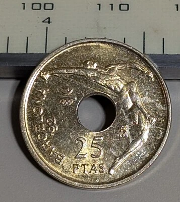 1990 Spain 25 Pesetas Circulated KM#851 Aluminum-Bronze 19.5mm - Image 1 of 4