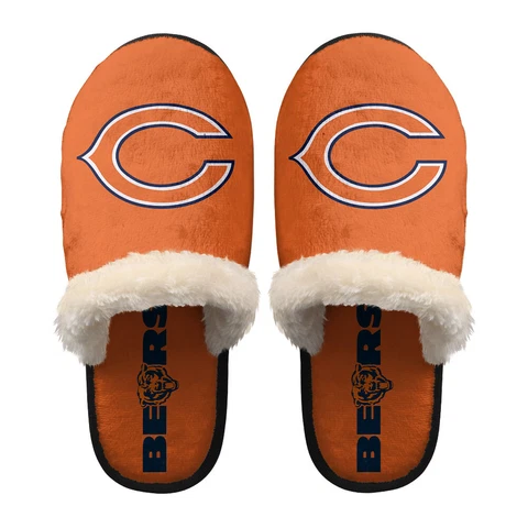 Chicago Bears Unisex Fleece Slippers Warm Anti-slip House Indoor Shoes Gifts Cover