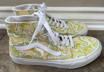 Vans Sk8-Hi Mujer 9 Cónicos Monopatín Zapatos de caña alta Remolino Crema Lima Foto 1 de 4
