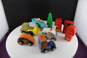 Vintage Wooden Toys - Car, Dozer, Chopper, Truck, Ambulance, Tree & Pumps - Picture 1 of 4