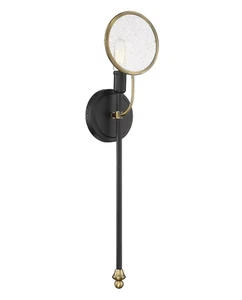 SAVOY HOUSE LIGHTING OVERYN 1-LIGHT WALL SCONCE BLACK & BRASS ACCENT 9-9157-1-51 - Picture 1 of 2