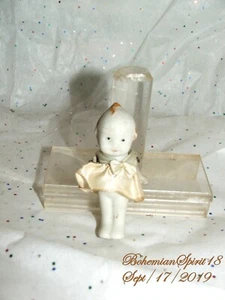 Antique 1930's Japan Bisque Jointed Arms Little Dress 2'' Girl Dolls - Picture 1 of 6