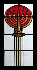 Raro Hermoso Art Deco Menorá Lámparas Ventana de Vidrieras - Imagen 1 de 1