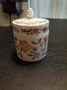 Minton HADDON HALL Jar Candy Bowl Trinket Box w/ Lid Floral-inside lid chip - Picture 1 of 6