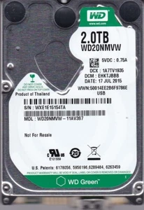 WD20NMVW-11AV3S7 dcm: EHKTJBBB s/n: WXE1E1 2015 2TB USB 3.0 2.5" WESTERN DIGITAL - Picture 1 of 5