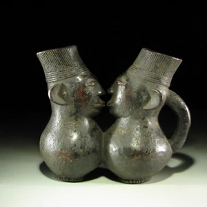 66459) Double Tank Mangbetu Congo Africa AFRICAN ART - Picture 1 of 1