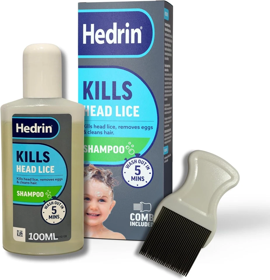 Hedrin Head Lice Shampoo & Comb Kit, Kills Head Lice & Eggs in 5 Minutes, for & - Image 1 of 1