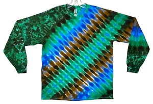 Tie Dye Shirt | Green DNA / Honeycomb | Long Sleeve Handmade T-Shirt | Small-6X - Picture 1 of 7