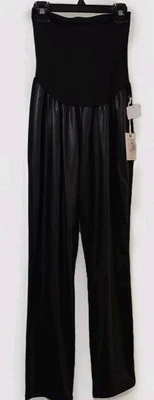 Pantalones de maternidad Jessica Simpson para mujer XL negros imitación acento cuero ajustados al tobillo Foto 1 de 4