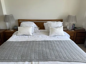 Cabbages and Roses Hatley French Blue on White Linen cushions 40 x 50 Coll TW10 - Picture 1 of 12