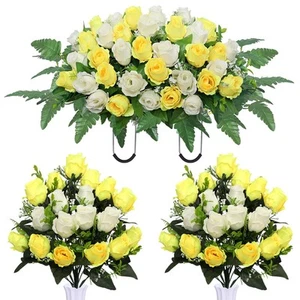 Artificial Cemetery Flower Saddles Cemetery Memorial Flowers with Vase for G - Picture 1 of 6