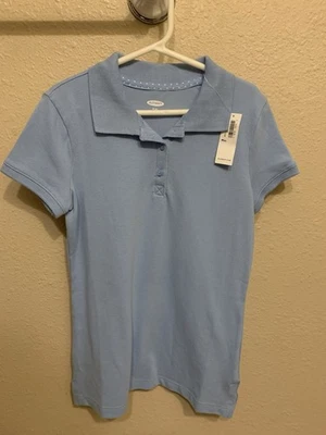 Old Navy Girls' Light Blue Short Sleeve Polo School Uniform Shirt Sz M (8) NWT! - Image 1 of 4