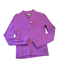 Lauren Ralph Lauren Petite Ribbed Knit Sweater P/S Purple Old Money Preppy - Picture 1 of 6