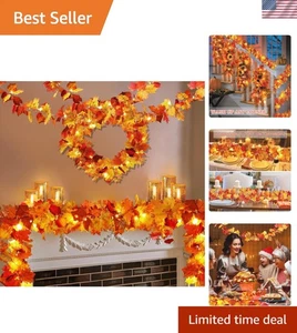 Guirnalda Flexible Decoración Otoño Hojas de Arce con 40 Luces LED - Paquete de 2, 11,8 pies - Imagen 1 de 11
