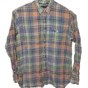 Ralph Lauren Mens XL 100% Linen Multicolor Plaid Long Sleeve Button Up Shirt - Picture 1 of 10