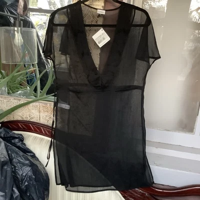 Top LaPerla Nuevo con Etiquetas Para Mujer Negro Transparente Manga Gorra Negligee Talla S Foto 1 de 4