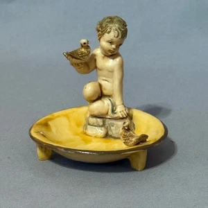 Vintage Roman Fontanini Figurine Depose Italy Resin Cherub Bird Bath Putti Doves - Picture 1 of 4