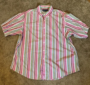 Ralph Lauren Shirt Mens XXL Colorful Striped Custom Fit Button Up Green Pony - Picture 1 of 5