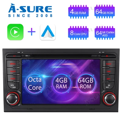 7" 4+64G Android Autoradio SWC GPS Navigation für Audi A4 8E 8H B6 B7 2000-2009 - Bild 1 von 4