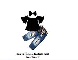 4 pc Toddler Girls Leopard Outfit Set - Picture 1 of 1