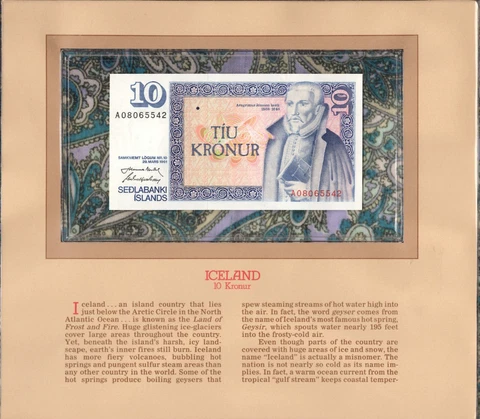 Most Treasured Banknotes Iceland 1961 (1981) 10 Kronur P-48a.4 UNC A08065542 Cover