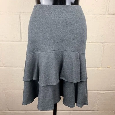 AMERICAN LIVING Womens Size Small Heather Grey Tiered Ruffle Knit Skirt - Image 1 of 4