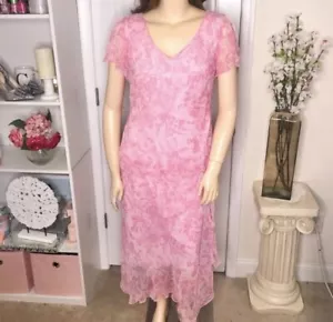 Vintage 16W Pink Floral Whimsical Fairy Cottagecore Romantic Babydoll Maxi Dress - Picture 1 of 9