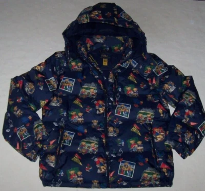 NWT Polo Ralph Lauren Navy/POLO BEAR ACADEMY SCHOOL DUCK DOWN Jacket Boy M 10-12 - Image 1 of 4