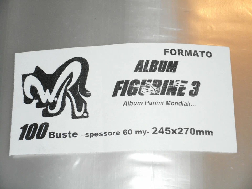 100 BUSTE WR "ALBUM FIGURINE 3" 24,5x27 cm x Album Panini Mondiali e Didattici - Immagine 1 di 1