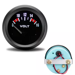 52mm Universal Car Black Analog Voltage Volts Meter Gauge 8-16V White LED Light - Picture 1 of 7