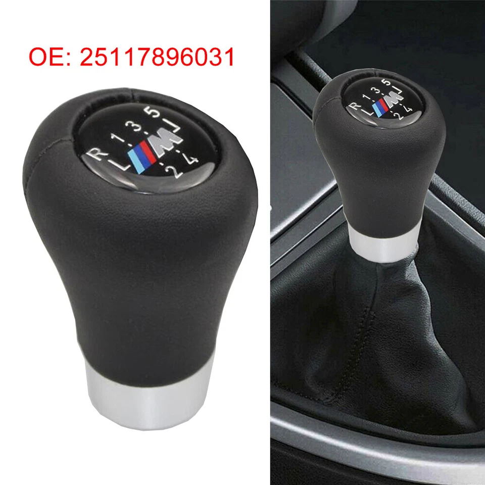 Leder Rund Manuell Schaltknauf 25117896031 für BMW E46Schalthebel M Stil 5 Gang - Bild 1 von 4