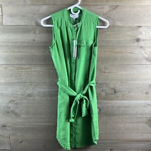 Michael Stars Womens Dress Sleeveless Brady Utility Woven Linen Field Green XS