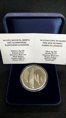 Lithuania silver coin 50 litu 2011 London Olympic games 2012 XXX PROOF - Image 1 of 4