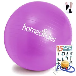 Exercise Stability Ball 65cm Anti-Burst Purple With Pump & Grip Socks - Picture 1 of 9