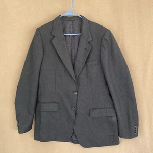 Geoffrey Beene Men’s 44L Blazer Two Button Jacket Charcoal striped Tight Arms - Picture 1 of 19