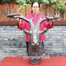 86.5 cm Western Art Deco Bronze Reindeer mi-lu David's Deer Elk Wapiti Sculpture