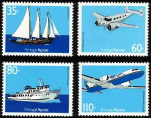 Azores 1991 Transport Ship / Boat, Yachts, Aircraft, set of 4 Portugal UNM / MNH - Picture 1 of 1