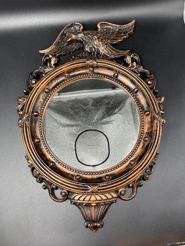 Vtg. MCM 1959 Coppercraft Guild Federal Eagle Round Plastic Mirror 4007 21" USA Cover