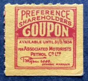 NZ 1934 Preference Shareholders Coupon, Associated Motorists Petrol Co Ltd (B507) - Bild 1 von 2