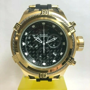 Invicta 22447 52mm Gold/Silver Bolt Hybrid Carbon Fiber Dial Black Strap Watch - Picture 1 of 5