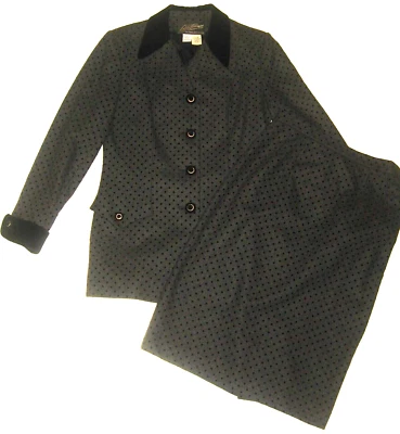 De Colección RICKIE FREEMAN Teri Jon Gris-Negro Lunares Traje Largo Chaqueta Falda Traje 6 Foto 1 de 4