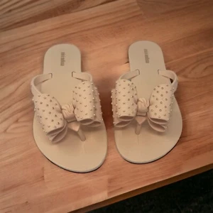 Mini Melissa Schleife harmonische Flip Flops Sandalen Kinder Größe 4 USA Box F - Bild 1 von 13