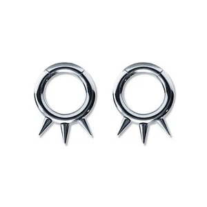 Pair of Steel Seamless Segment Rings w/Spikes 10 Thru 6 Gauge - Picture 1 of 1