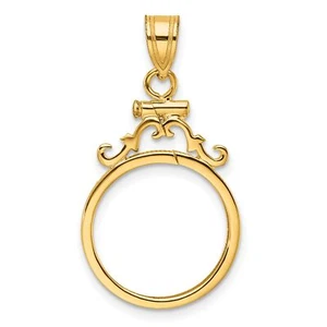 2008 $5 1/10 oz American Buffalo Screw Top French Scroll Coin Bezel in 14k Gold - Picture 1 of 7
