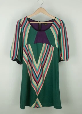 Vestido Fendi Manga Corta Una Pieza Rayas Geométrico Abstracto Talla L Hecho en Italia Foto 1 de 4