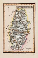 NOTTINGHAMSHIRE, Darton Hand Coloured Original Miniature Antique County Map 1822