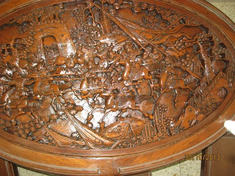 TABLE HAND CARVED WOOD COFFEE TABLE & PERSONAL TABLES JAPAN 1940's Cover